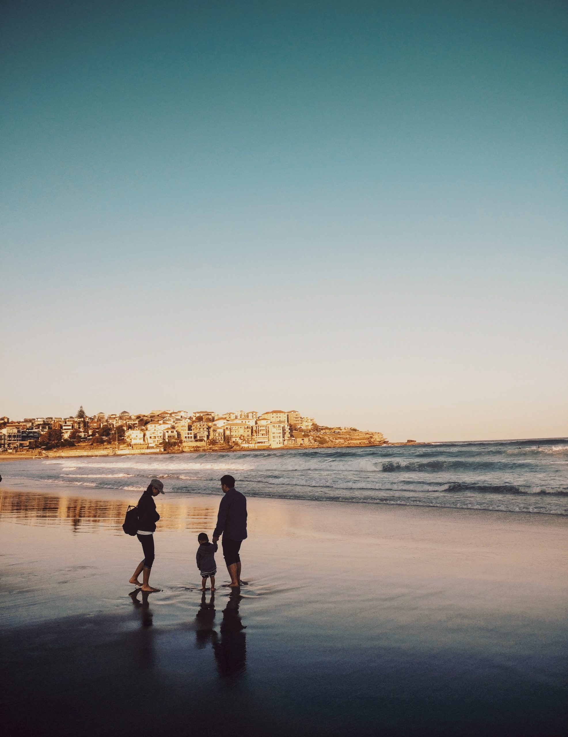 a family on the beach