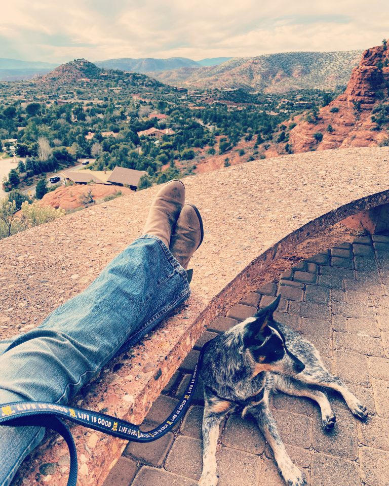 a women and her dog